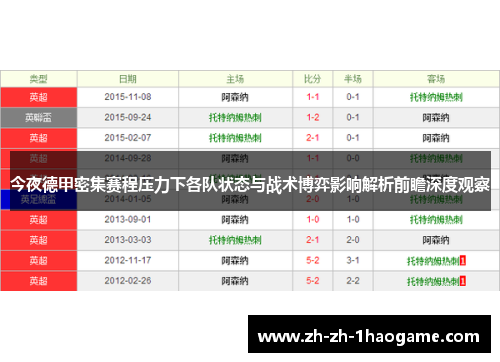 今夜德甲密集赛程压力下各队状态与战术博弈影响解析前瞻深度观察